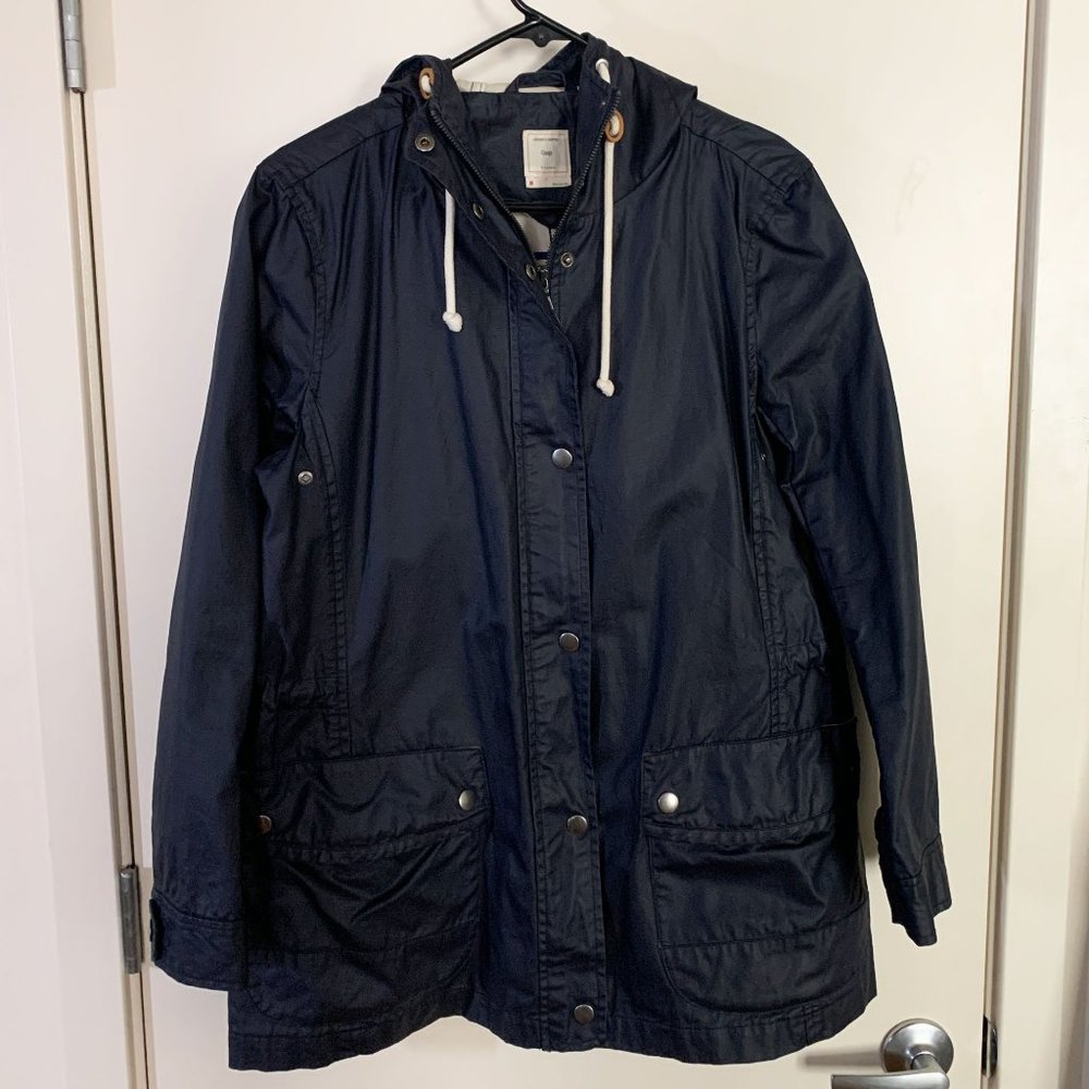 Gap Waxed Cotton Jacket with Hood Navy Size M
